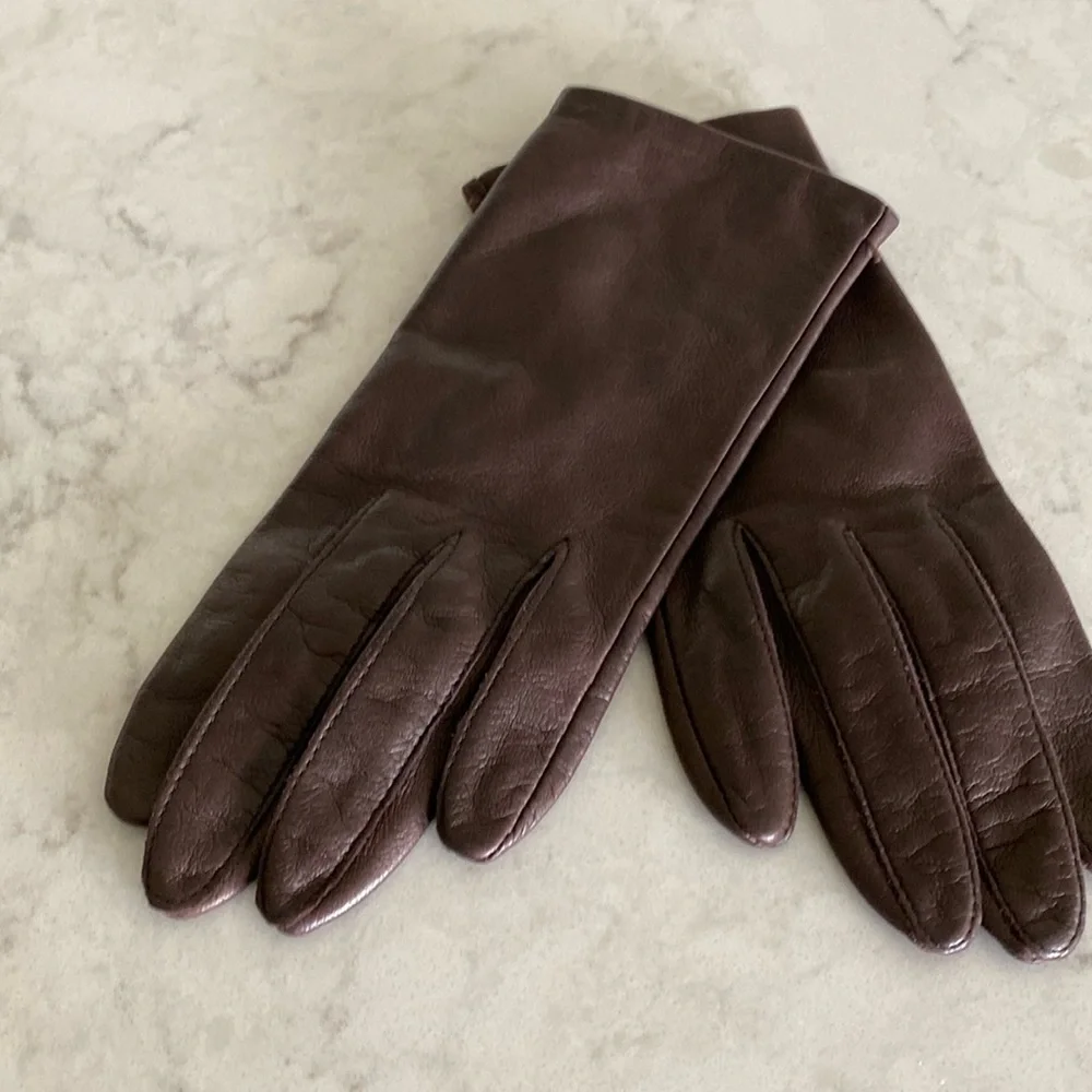 Vintage dark brown leather gloves size 7 1/2